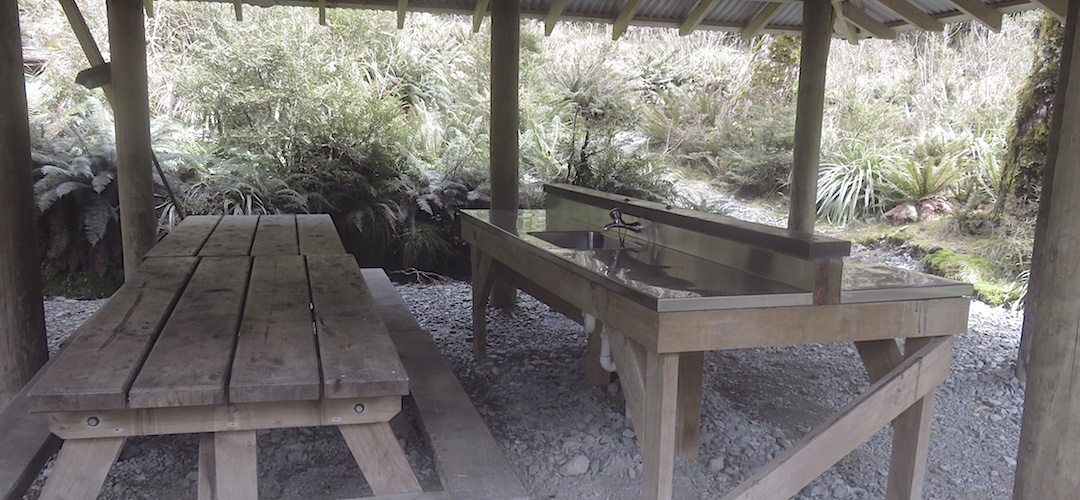 Yup, that's your kitchen and dining table.   | Lake Mackenzie camping area, Routeburn Track
