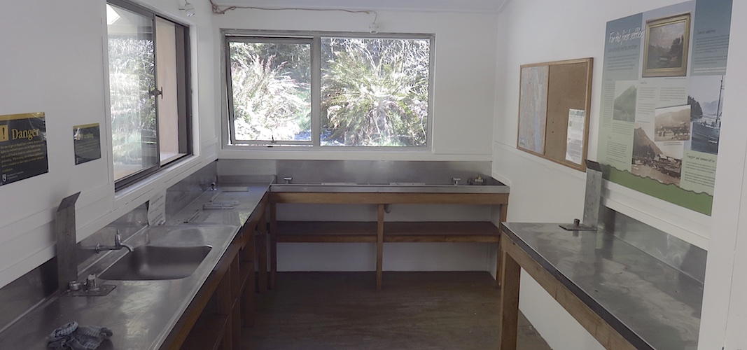 The small kitchen area. |  Routeburn Flats Hut, Routeburn Track