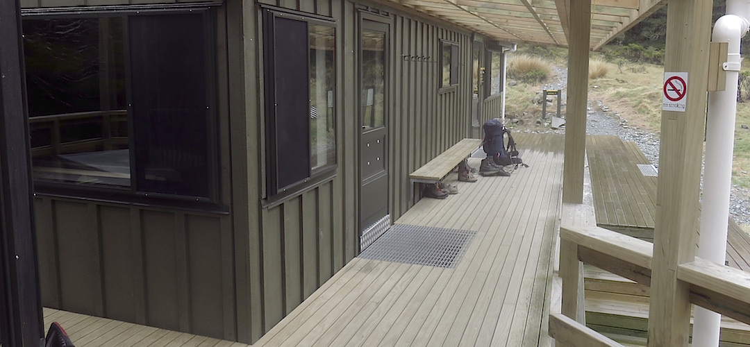 Verandahs seem to be a useful addition to the recently built huts.  | McKellar Hut, Greenstone Track