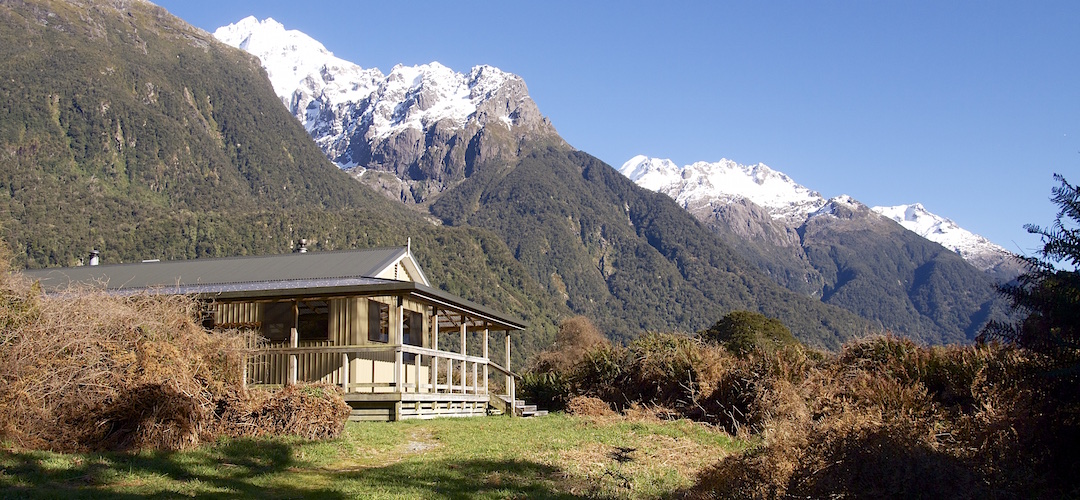 The Darran Range is magnificent, with the sun out.  | Hidden Falls Hut, Hollyford Track