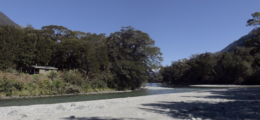 The hut is right at the junction of the Olivine and Pyke Rivers.  | Olivine Hut, Pyke - Big Bay Route