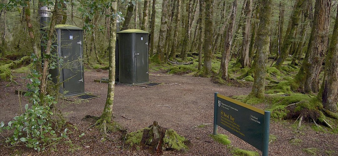 Two long drop dunnies, often not so long actually.  | Brod Bay campsite, Kepler Track 