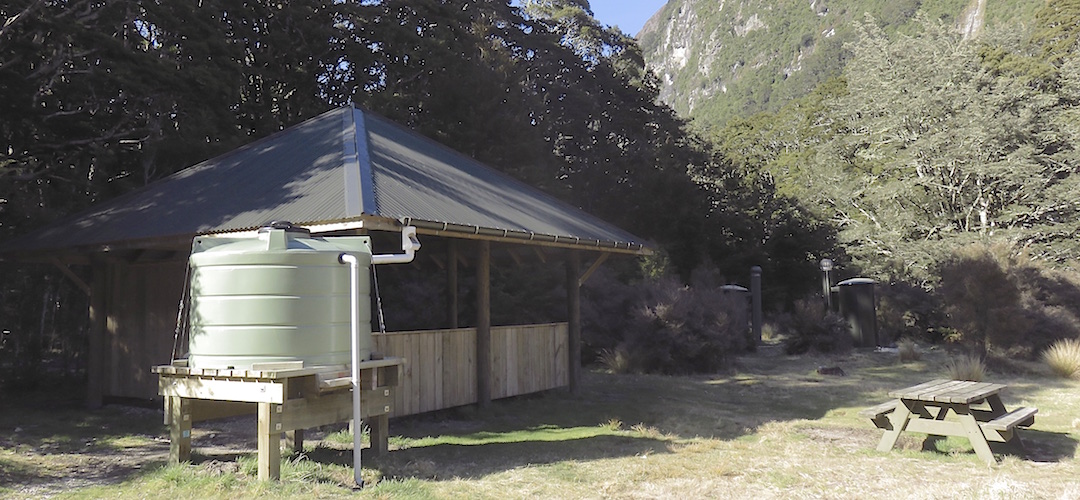 Amenities! Even two dunnies. | Iris Burn campsite, Kepler Track