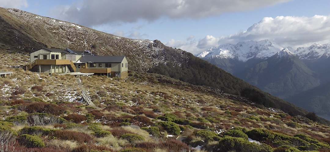 That's the lake way down there, 800m below. | Luxmore Hut, Kepler Track