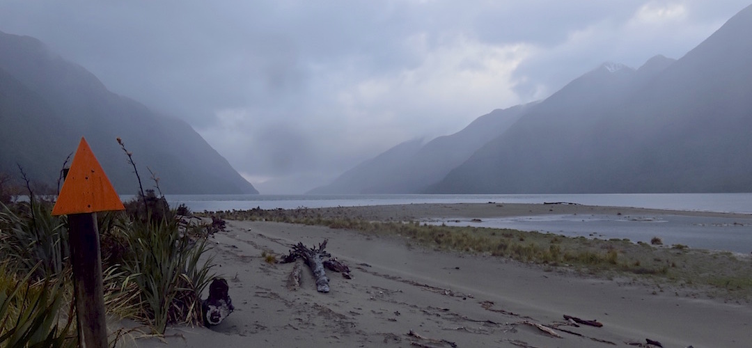 The day might not look too promising but the view is certainly great. | Lake McKerrow, Hollyford Track, Fiordland National Park