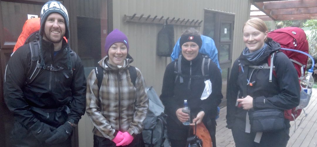 Some of the team leaving today, Simon, Marie, Jutta and Ann-Kathryn. | Milford Track, Fiordland National Park