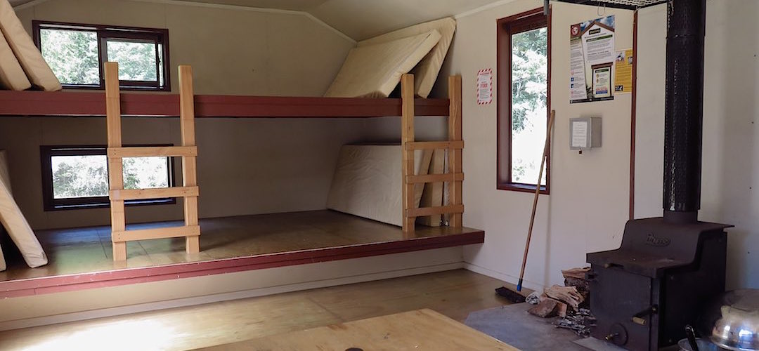 typical twin sleeping levels of recent DOC huts | Morgans Hut, Nelson Lakes National Park