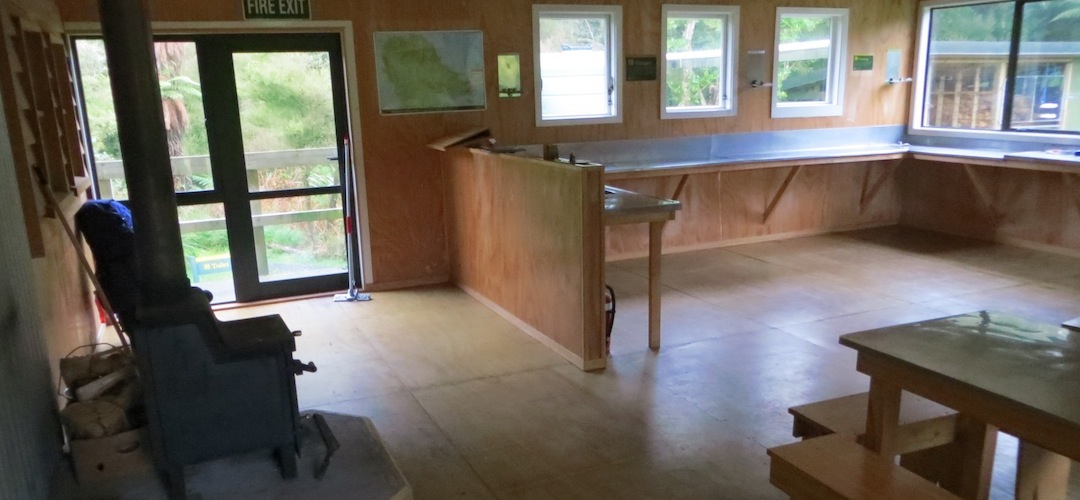 kitchen at Port William Hut, Rakiura National Park, Stewart Island