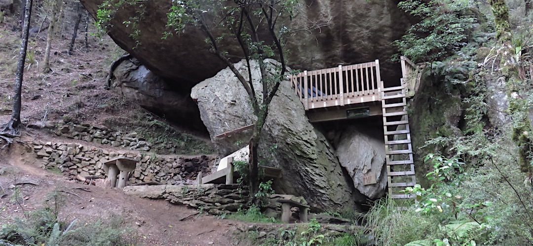 Yeah, that overhanging rock provides enough shelter. |  Lower Gridiron Shelter, Kahurangi National Park