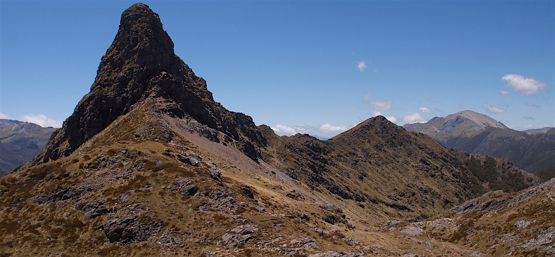 Drunken Sailor, with Kakapo Peak on the right. | Near Lonely Lake, Kahurangi National Park