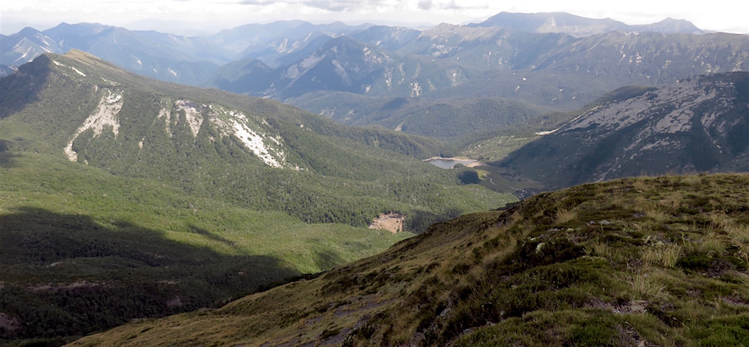 The view from Point 1344 of Lake Jeanette and The Haystack way beyond. | Matiri Ridge and Valley, Kahurangi National Park