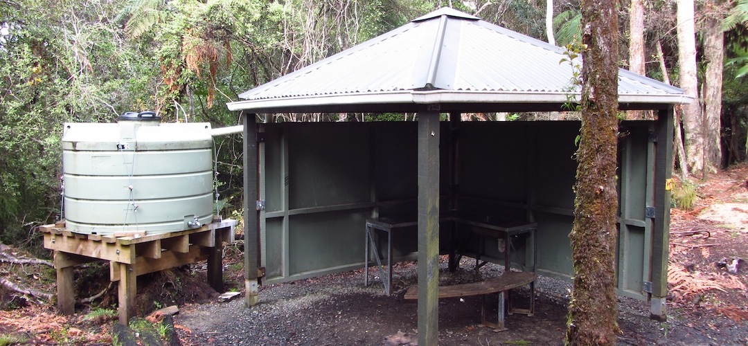 shelter, North Arm camping area, Rakiura Track, Stewart Island