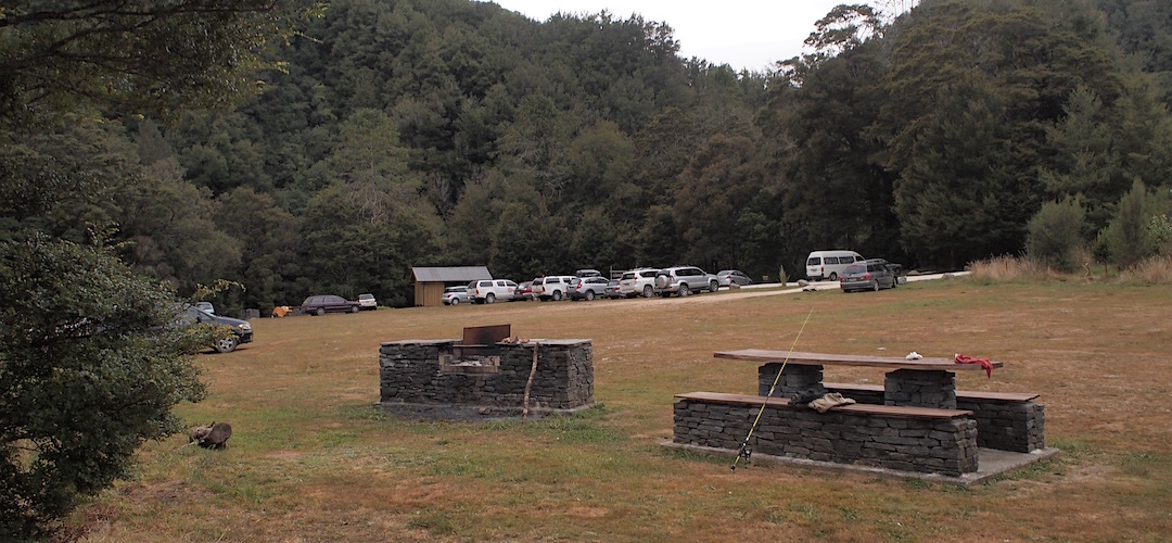 The barbecue and the car park for the mountain bikers. | Lyell campsite