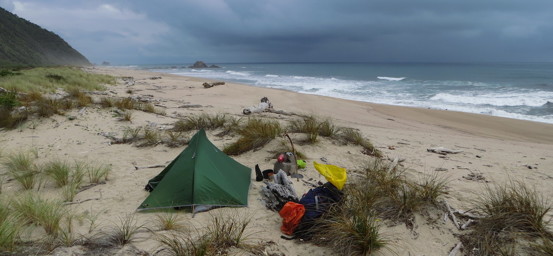 camping near Wekakura Point near Heaphy Track, Kahurangi National Park