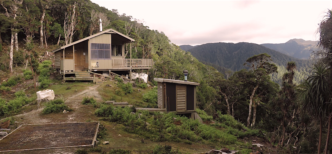 Plenty of steps, no safety rail, up to the main door. | Lyell Saddle Hut, Lyell Range/Radiant Range Conservation Area