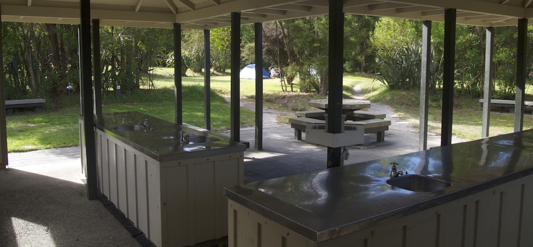 kitchen at Anchorage campsite, Coastal Track, Abel Tasman National Park