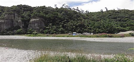 The Anatori River crossing at low tide, as far as 2WD cars can go. | Ministry of Works Historic Hut route, Kahurangi National Park