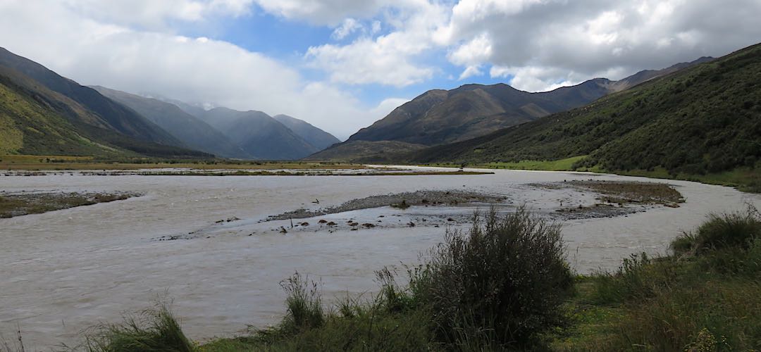 The very flooded Waiau River, but it has been much higher at night. | Kaikoura to Boyle Village