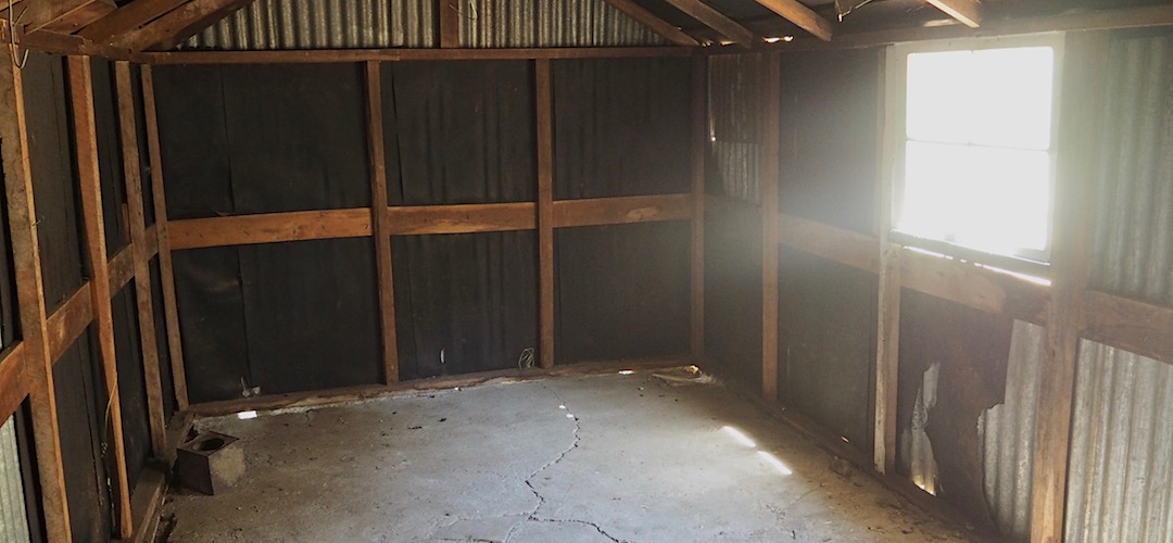 Some remedial work has happened to preserve this old hut. Can't really stay there. | Bluff Dump Hut, Seymour Stream