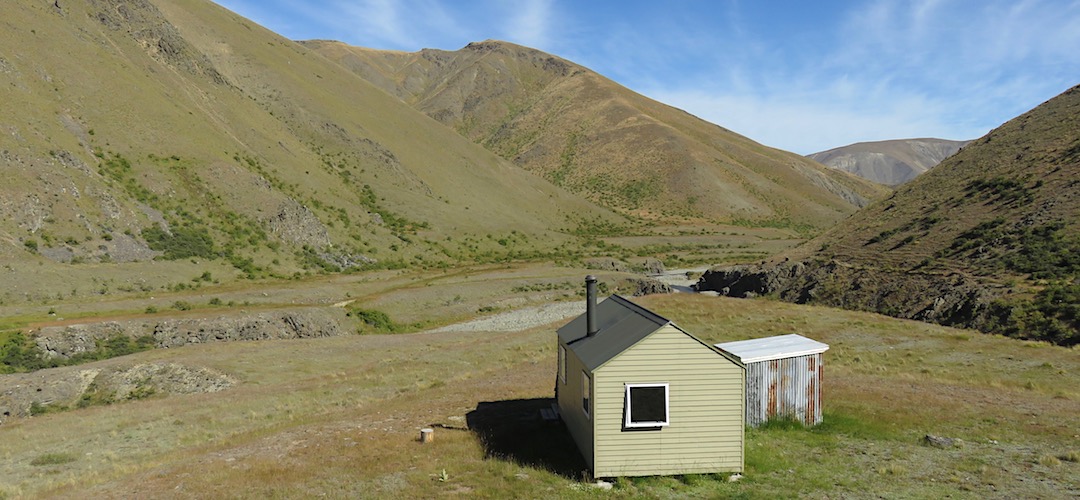 The hut is at the junction of the Saxton River and a tributary. | Saxton Hut, Saxton River