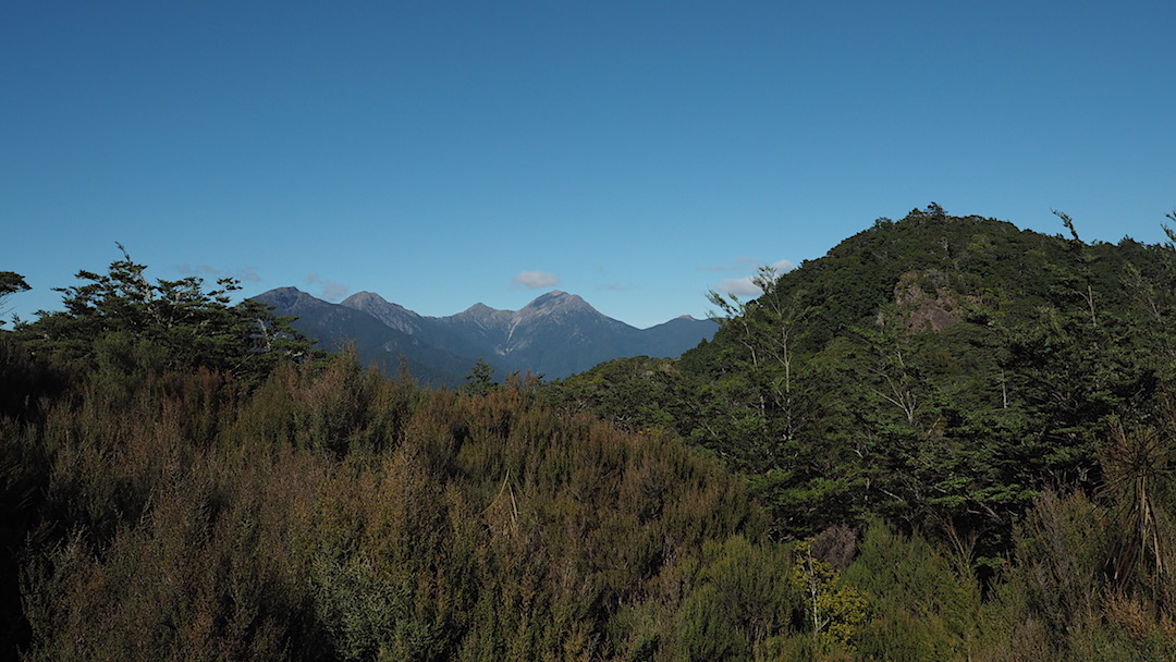From left Point 1496, Mt Fell, Johnson Peak, Mt Richmond from Rocks Hut. | Mt Fell, Richmond Forest Park Park, April 2017