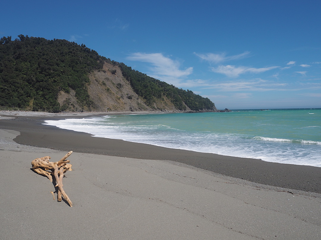 Gravel beach on the Tasman Sea. Very calm. | Stafford Bay, south of Jackson Bay
