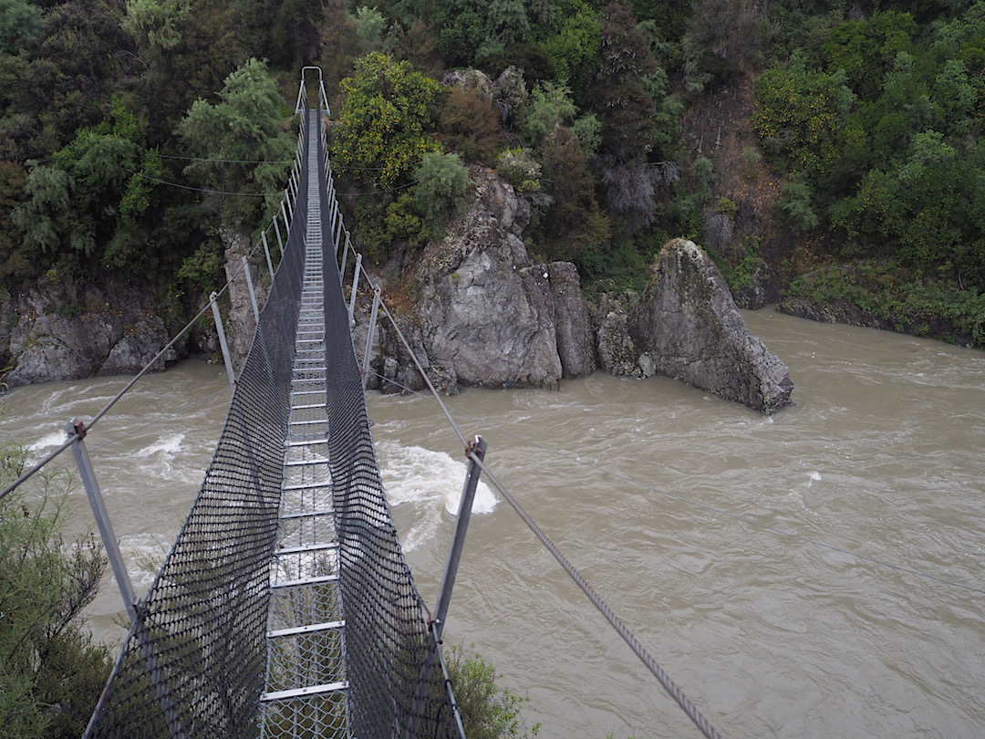 The Boyle River was looking seriously murky and dangerous. Lucky for the swingbridge.