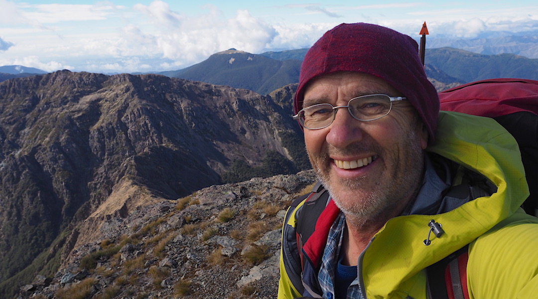 Up the top of Mt Rintoul, 1731 m, and trying not to look over at the next gnarly section. | Mt Richmond Forest Park circuit, April 2018