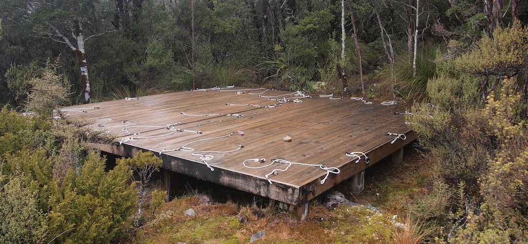 tent platform, Saxon Hut camping area, Heaphy Track, Kahurangi National Park