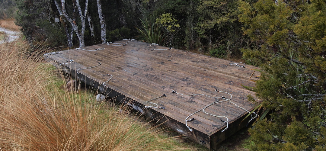 tent platform, Saxon Hut camping area, Heaphy Track, Kahurangi National Park