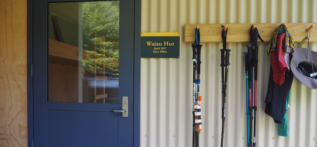 Te Araroa seems to encourage the proliferation of long walking poles. | Waiau Hut, Waiau River, Te Araroa