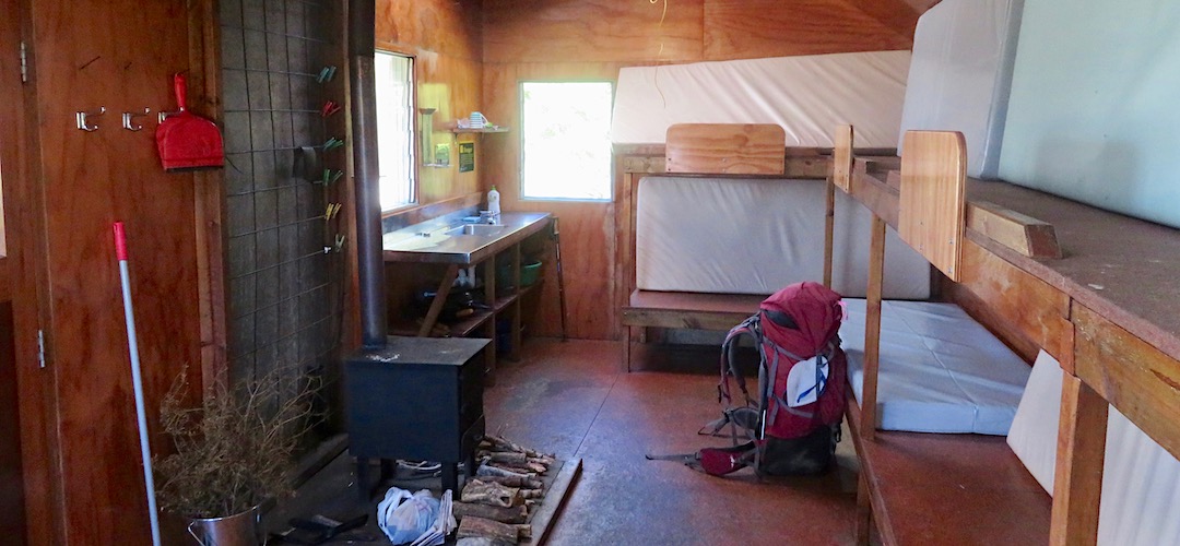 OK bench space. Take some mozzie coils though. | Coppermine Creek Hut, Haast Paringa Cattle Trail