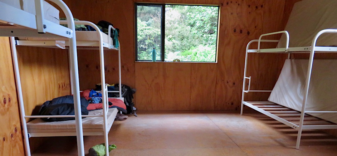 Bedroom area, plenty of space and squeaky bunks. | Shelter Rock Hut, Rees Dart Track