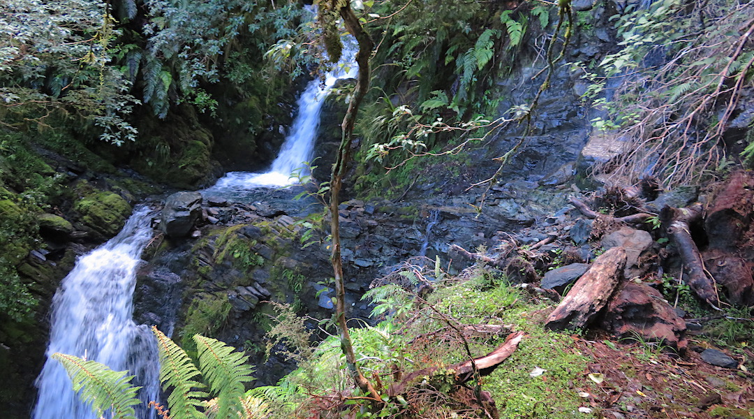 The drop is not shown. But you can sense the uneasiness this causes. | Chasm Creek, Haast Paringa Cattle Trail