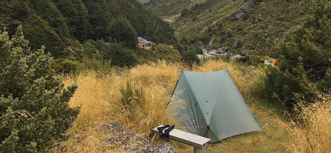  Looking over to the hut. | Campsite, Dart Hut, Rees-Dart Track, Mt Aspiring National Park