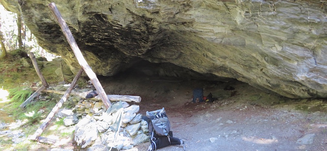 Rock bivvy, Dart River, Mt Aspiring National Park
