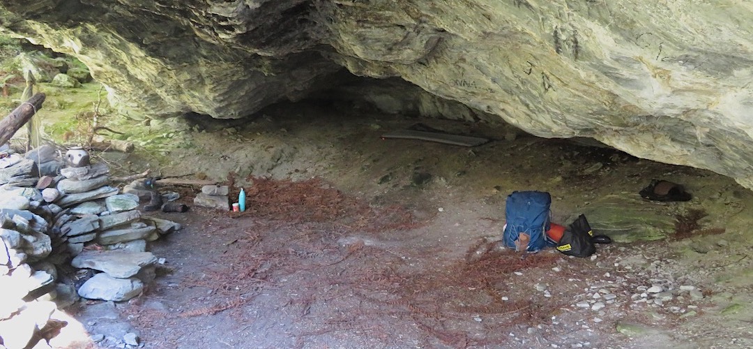 Rock bivvy, Dart River, Mt Aspiring National Park