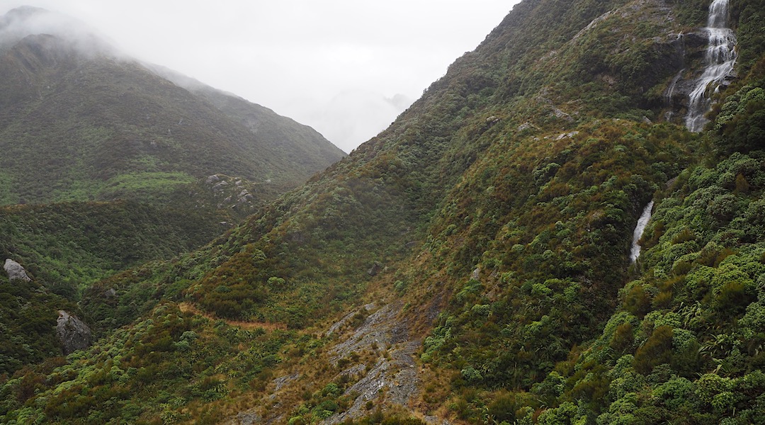 Swingbridge over Harman River bottom left. | Arahura/Styx blog, December 2019