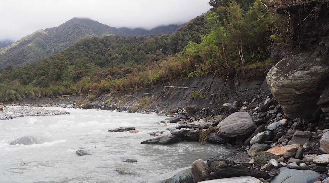 Arahura River, with the track washed away. | Arahura/Styx blog, December 2019