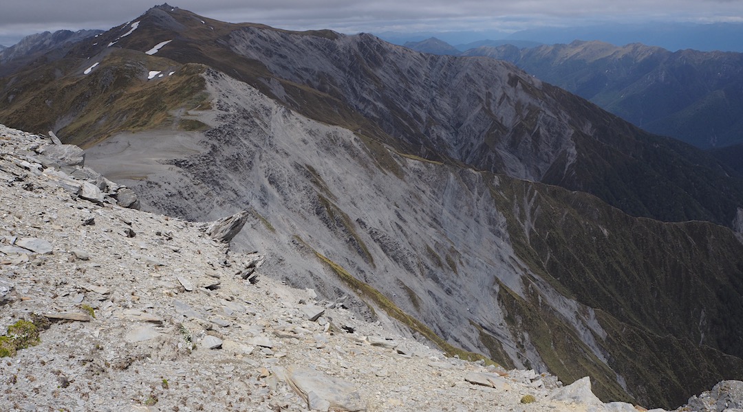 The Alpine Fault damage above the Glenroy River from Emily Peaks.  | Emily Peaks, Nelson Lakes National Park