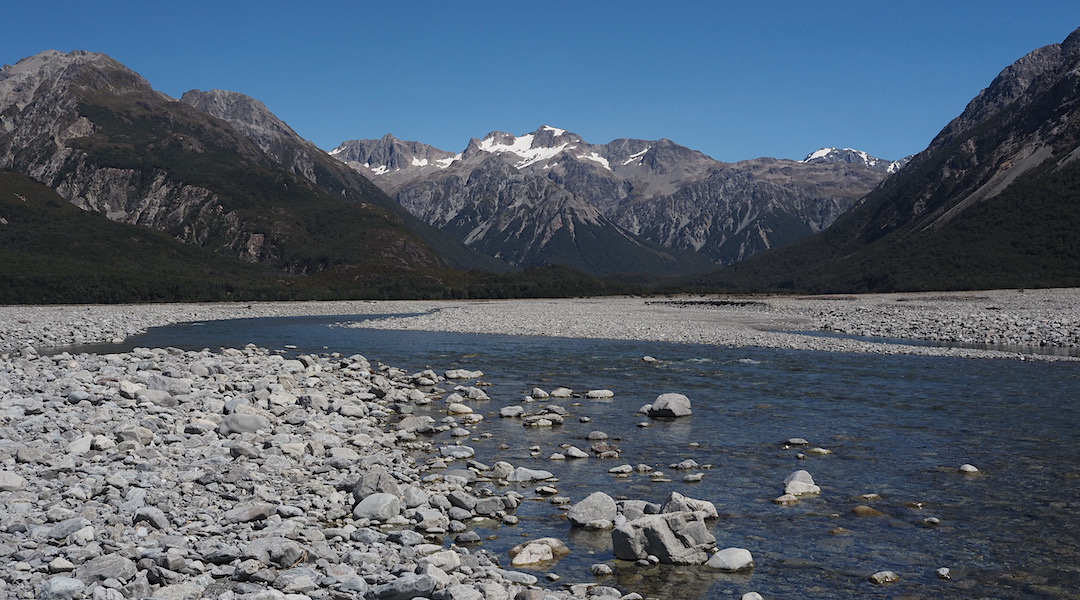 Crossing the mighty Waimakariri River near Anti Crow Hut. | Day 7 Arthurs Pass tramp, February 2021