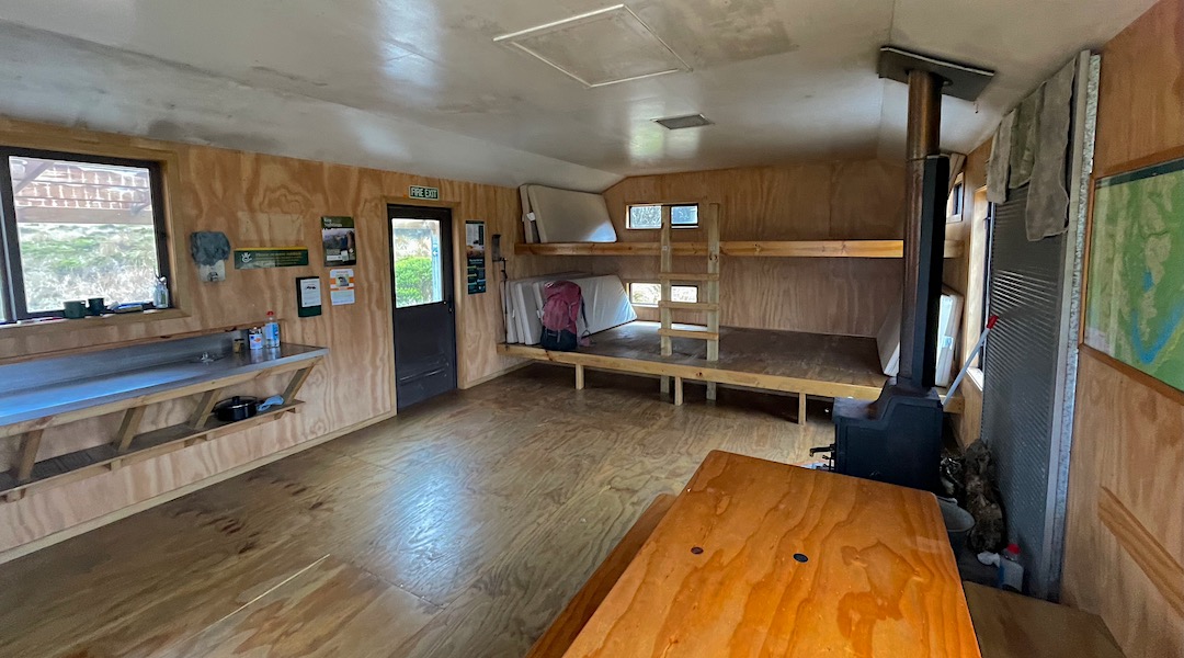 Two sleeping platforms.  | Green Lake Hut