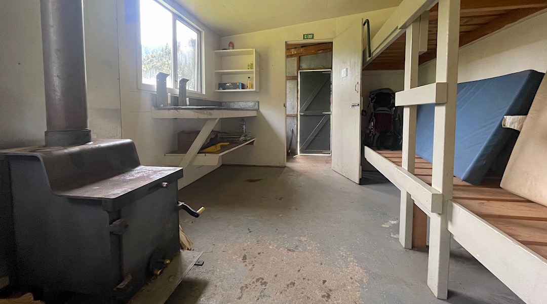 The new big aluminium framed windows face north. | New Boulder Forks Hut, South Marlborough