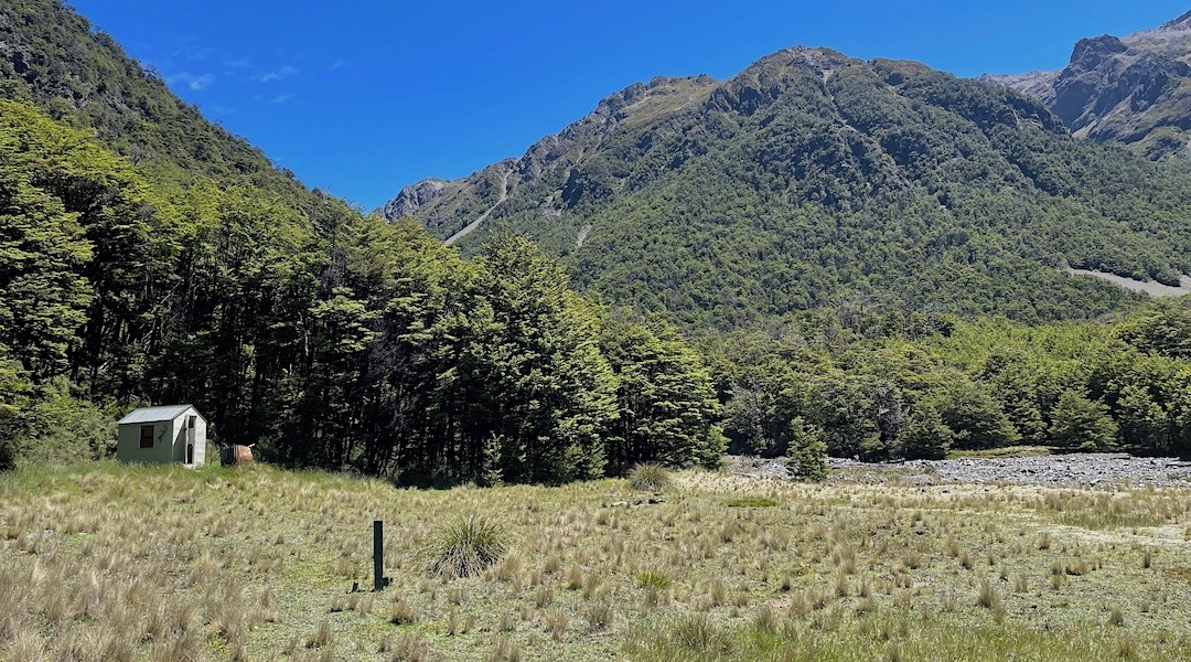 Branch Bivvy has a big river flat out the front.  |  Branch Bivvy, Branch River, Marlborough
