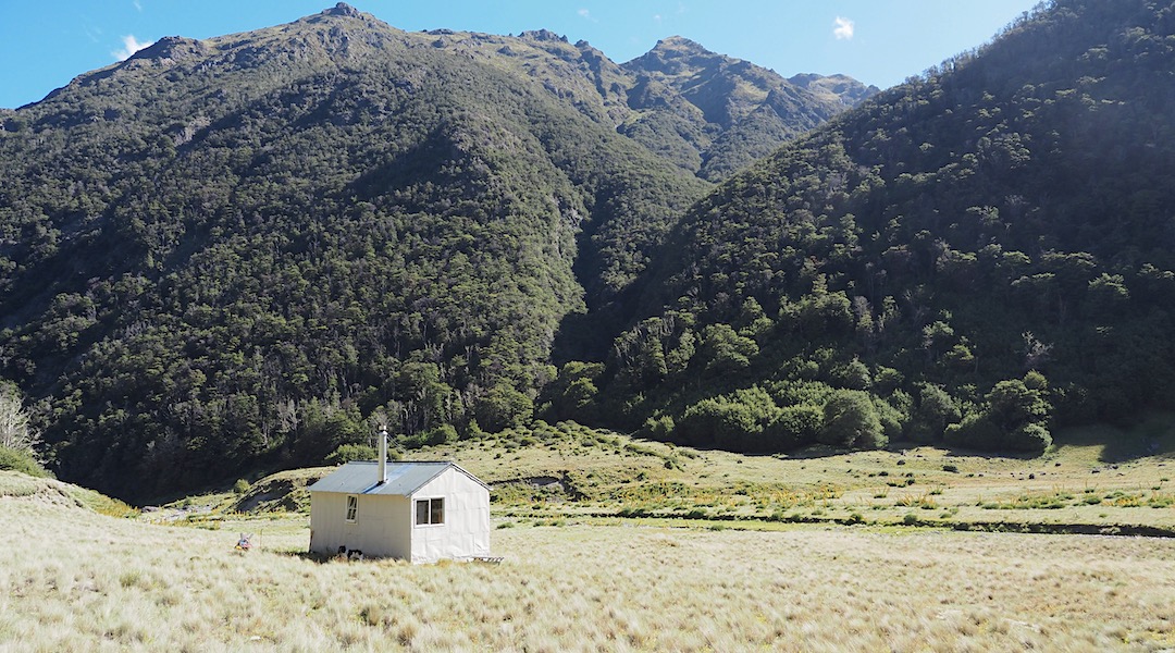 A new aluminium-framed window to the north. |  Top Misery Hut, Branch River, Marlborough