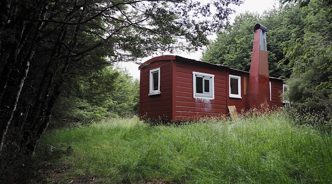 If you are on the marked track this will be your first view of the hut. | Carlyle Hut, Lake Sumner Forest Park