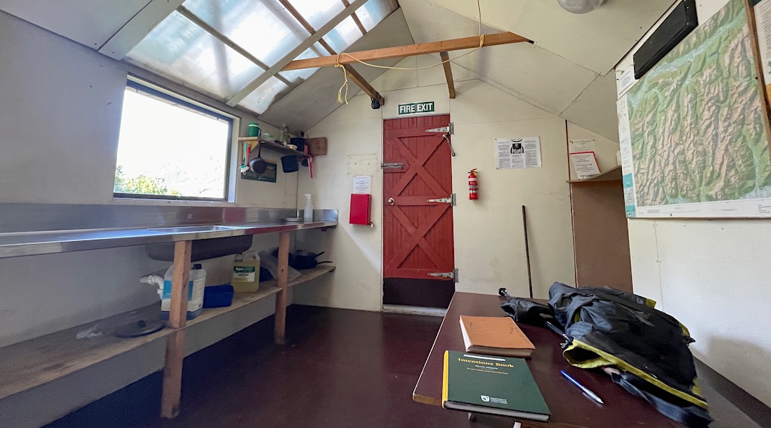Planty of bench space in the fully renovated interior. | Park Morpeth Hut, Wilberforce Conservation Area