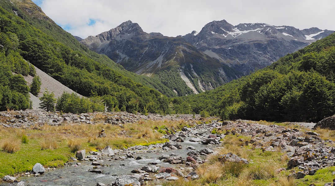 Mt Avoca, 2131 m, on extreme right.  | Avoca River, Craigieburn Forest Park
