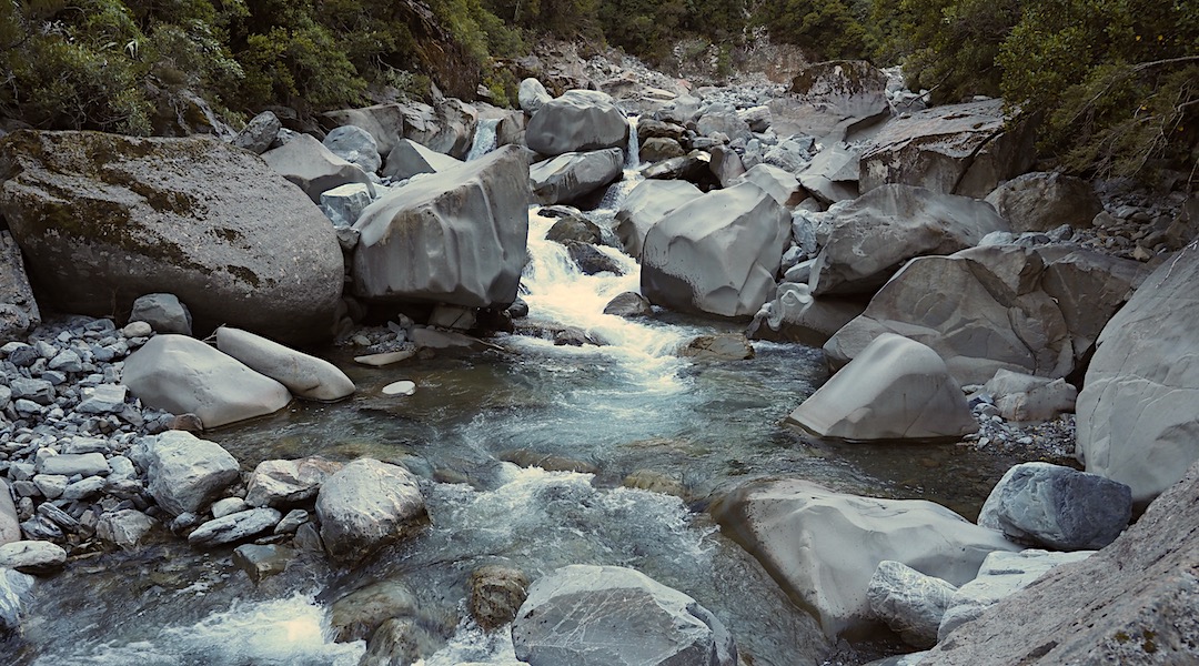 Boulder hopping up North Stream before First Creek. | North Stream, Craigieburn Forest Park