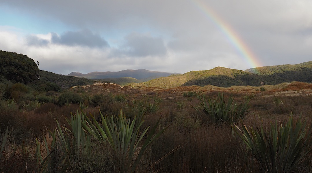 Rainbow over Point 637, Tin Range. | Doughboy Bay, Southern Circuit, Rakiura